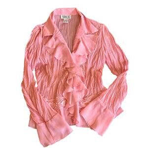 Vintage 90s Ruffle Blouse Size Small Coquette Princess Fairy Feminine Dainty